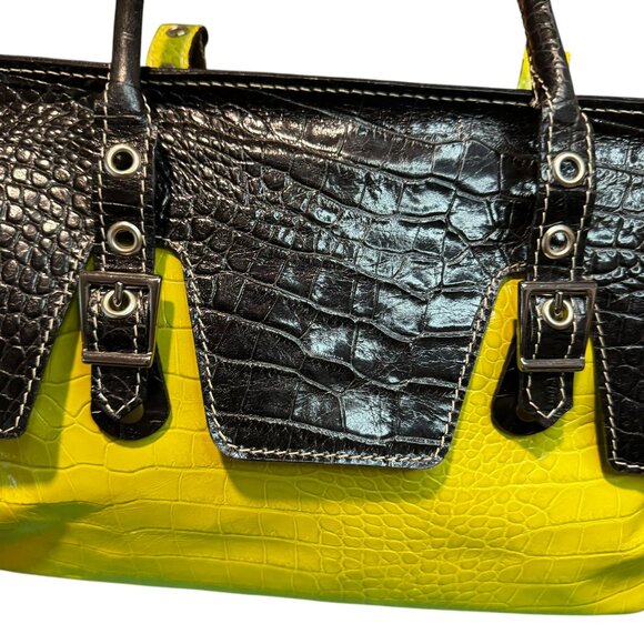 Cecconi Italian Leather bag.  Green and Black.  Preowned. Medium - Picture 2 of 9